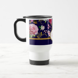 Taza De Viaje Flores rosadas del monograma