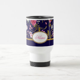 Taza De Viaje Flores rosadas del monograma