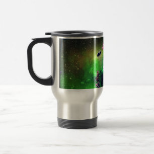 Taza De Viaje Flores rosas y abejas contra el mundo