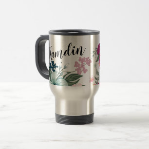 Taza De Viaje Flores tropicales de café de 15 onzas personalizad