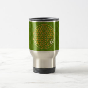 Taza De Viaje Flower Of Life 1 - stamp   oros green pattern
