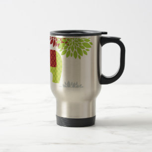 Taza De Viaje Flower power colorido bonito del elefante del