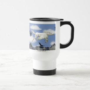 Taza De Viaje Flying Pegasus, Eagles & Mountains Fantasy Art
