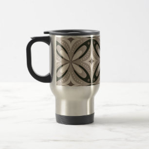 Taza De Viaje Formas circulares retro beige y marrón