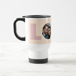 Taza De Viaje Foto de amor de Peach Valentines modernos