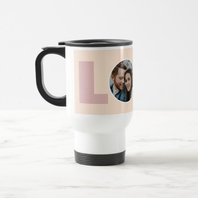 Taza De Viaje Foto de amor de Peach Valentines modernos (Izquierda)