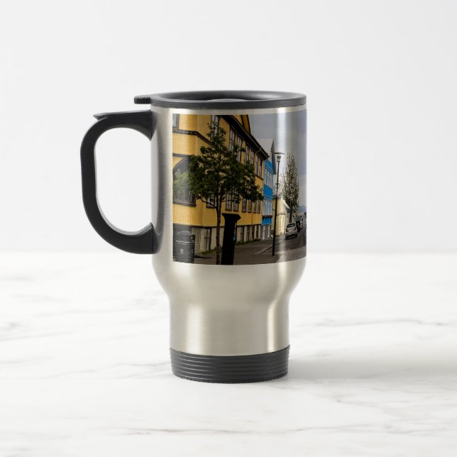 Taza De Viaje Foto de escena de Reykjavik Islandia Capital Stree (Izquierda)