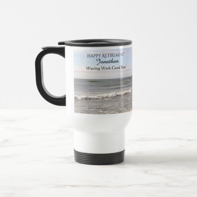 Taza De Viaje Foto de la jubilación de las olas del océano Atlán (Izquierda)