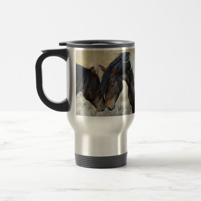 Taza De Viaje Foto de los Caballos de Mustang (Izquierda)