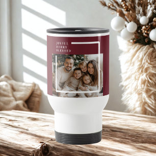 Taza De Viaje Foto de Navidad Alegre y Bendita 
