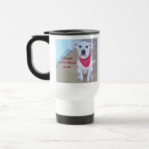 Taza De Viaje Foto de perro lindo con curioso pegando en rojo la