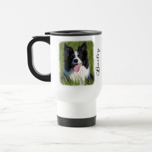Taza De Viaje Foto de perro: nombre personalizado y cita de la f (Izquierda)
