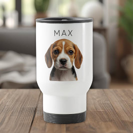 Taza De Viaje Foto de perro personalizada y nombre