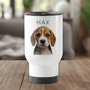 Taza De Viaje Foto de perro personalizada y nombre