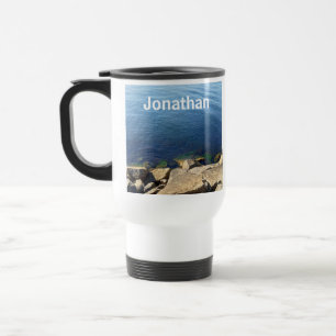 Taza De Viaje Foto del nombre del acantilado rocoso del Océano A