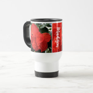 Taza De Viaje Foto del nombre personalizado del Naranja Doble Hi