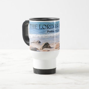 Taza De Viaje Foto del océano El Señor es mi verso de la Biblia