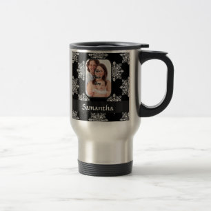 Taza De Viaje Foto del personalizado de damasco negro