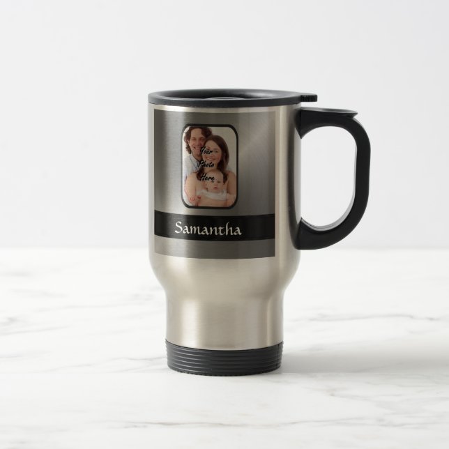 Taza De Viaje Foto del personalizado de los gris plateados (Derecha)