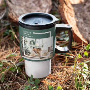 Taza De Viaje Foto familiar moderna   Joyful Merry Blessed   Ver