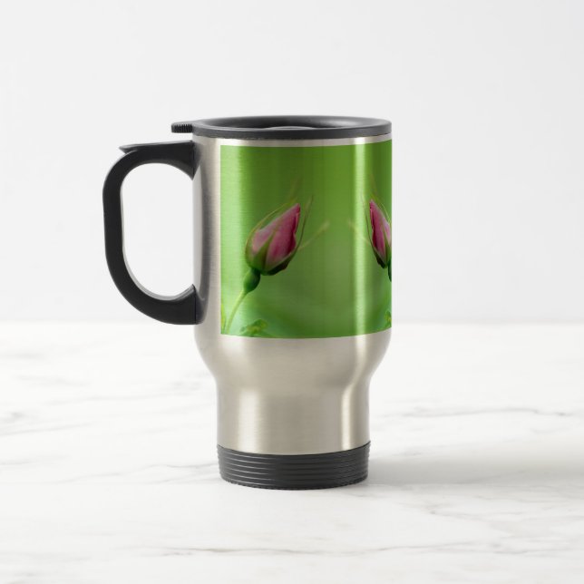 Taza De Viaje Foto Floral Rosa Rosa Bud Viaje Insultado Mug (Izquierda)