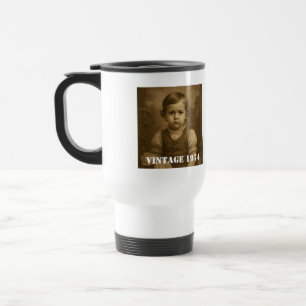 Taza De Viaje Foto infantil personalizada, nombre y año Vintage