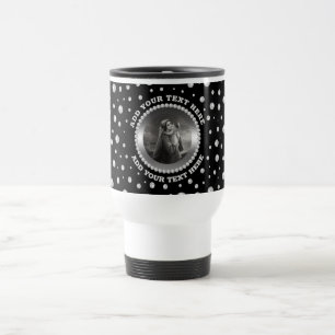 Taza De Viaje Foto personalizada con círculo de perlas sobre neg