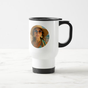 Taza De Viaje Foto personalizada retro de la playa tropical de B