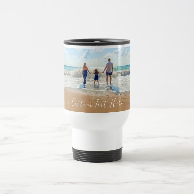 Taza De Viaje Foto personalizado Texto Viajes Mug Fotos de tu fa (Centro)