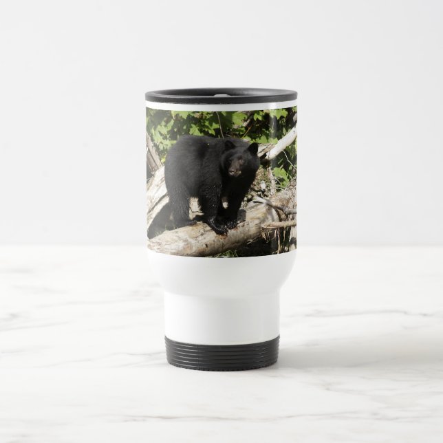 Taza De Viaje Fotografía de caza del oso negro salvaje (Centro)