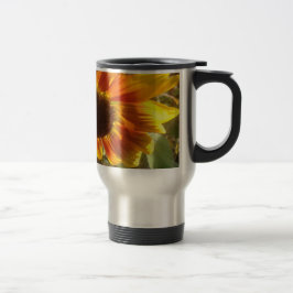Taza De Viaje Fotografía de girasol amarilla y naranja.