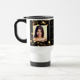 Taza De Viaje Fotos de oro negro de los mejores amigos de cumple