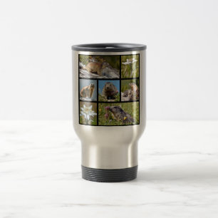 Taza De Viaje Fotos mosaicos marmotas alpinas y edelweiss