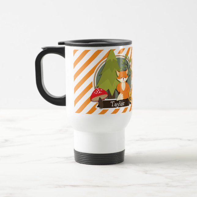 Taza De Viaje Fox de Woodland; franjas Naranjas y blancas (Izquierda)