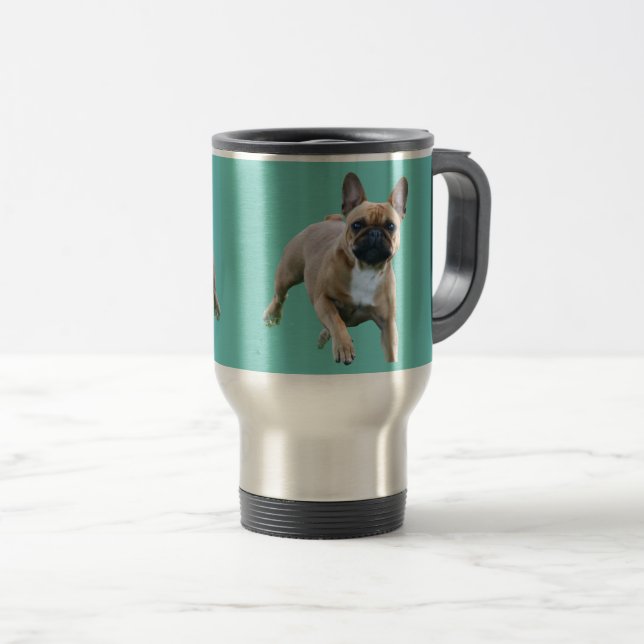 Taza De Viaje Französische Bulldogge Sprung French Bulldog (Anverso derecho)