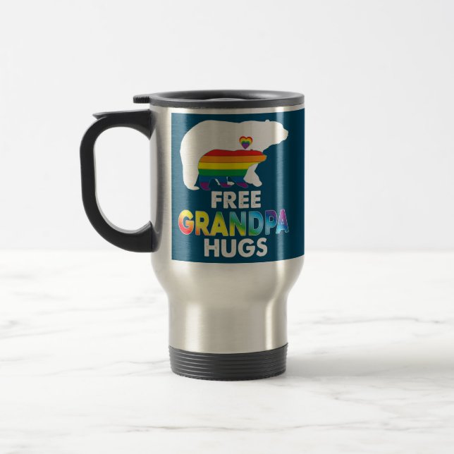 Taza De Viaje Free Grandpa Hugs Rainbow Bear LGBT Pride Gay (Izquierda)