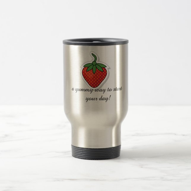 Taza De Viaje Fresa dulce rojo - personaliza tu texto (Centro)