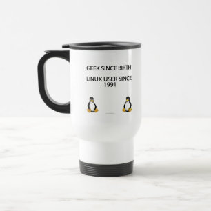Taza De Viaje Friki desde nacimiento. Usuario de Linux desde