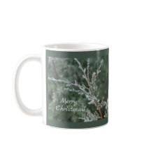 Frosty Evergreen Branch Feliz Navidad