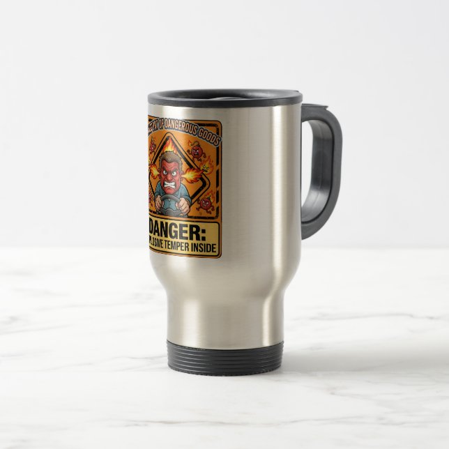 Taza De Viaje Funny ADR Trucker Thermos Mug | Explosive Temper (Anverso derecho)