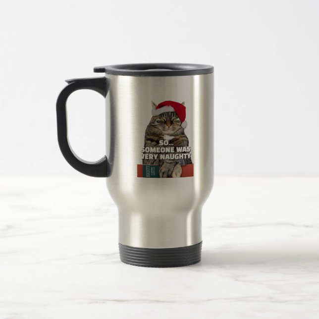 Taza De Viaje Funny angry cat Christmas  (Izquierda)