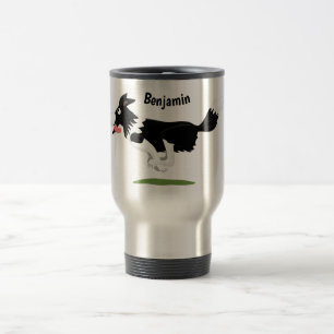 Taza De Viaje Funny Border Collie perro corriendo personalizado