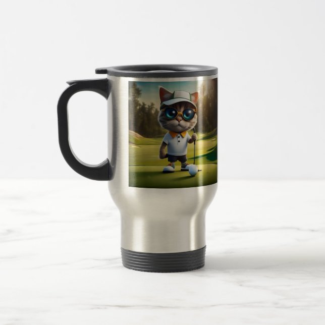 Taza De Viaje Funny Cat Golf Player, (Izquierda)