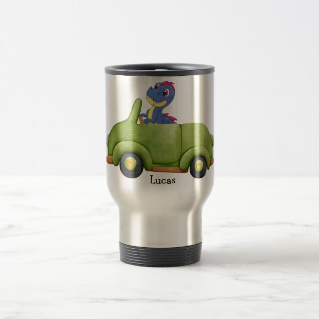 Taza De Viaje Funny dinosaur antiguo coche cumpleaños Escuela ni (Centro)