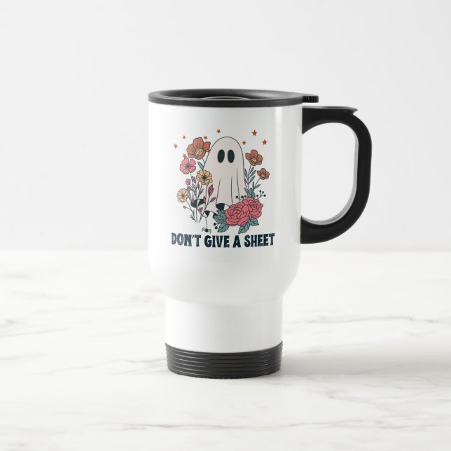Taza De Viaje Funny Halloween Vintage Ghost & Flowers (Derecha)