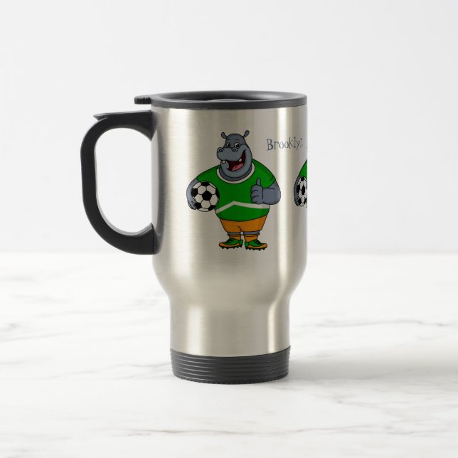 Taza De Viaje Funny hippo soccer player cartoon illustration (Izquierda)