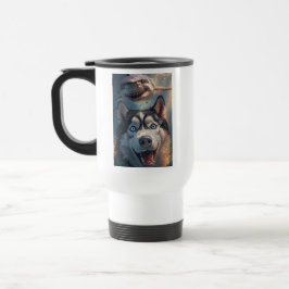 Taza De Viaje Funny Husky Shark Chase Travel Mug