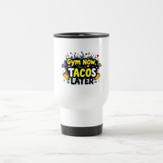 Taza De Viaje Funny Travel Mug – Fitness & Foodie Commuter Cup (Centro)