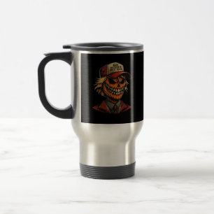 Taza De Viaje Funny Trumpkin Calabaza Skeleton hace que Hallowee