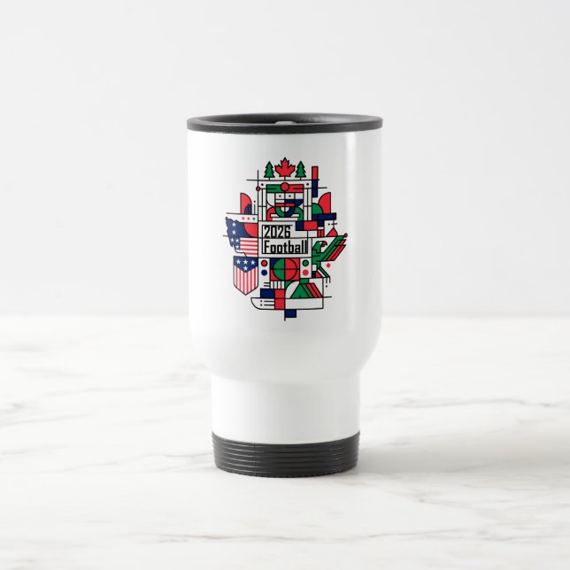 Taza De Viaje Fútbol 2026 Estados Unidos, Canadá, México Arte de (Centro)